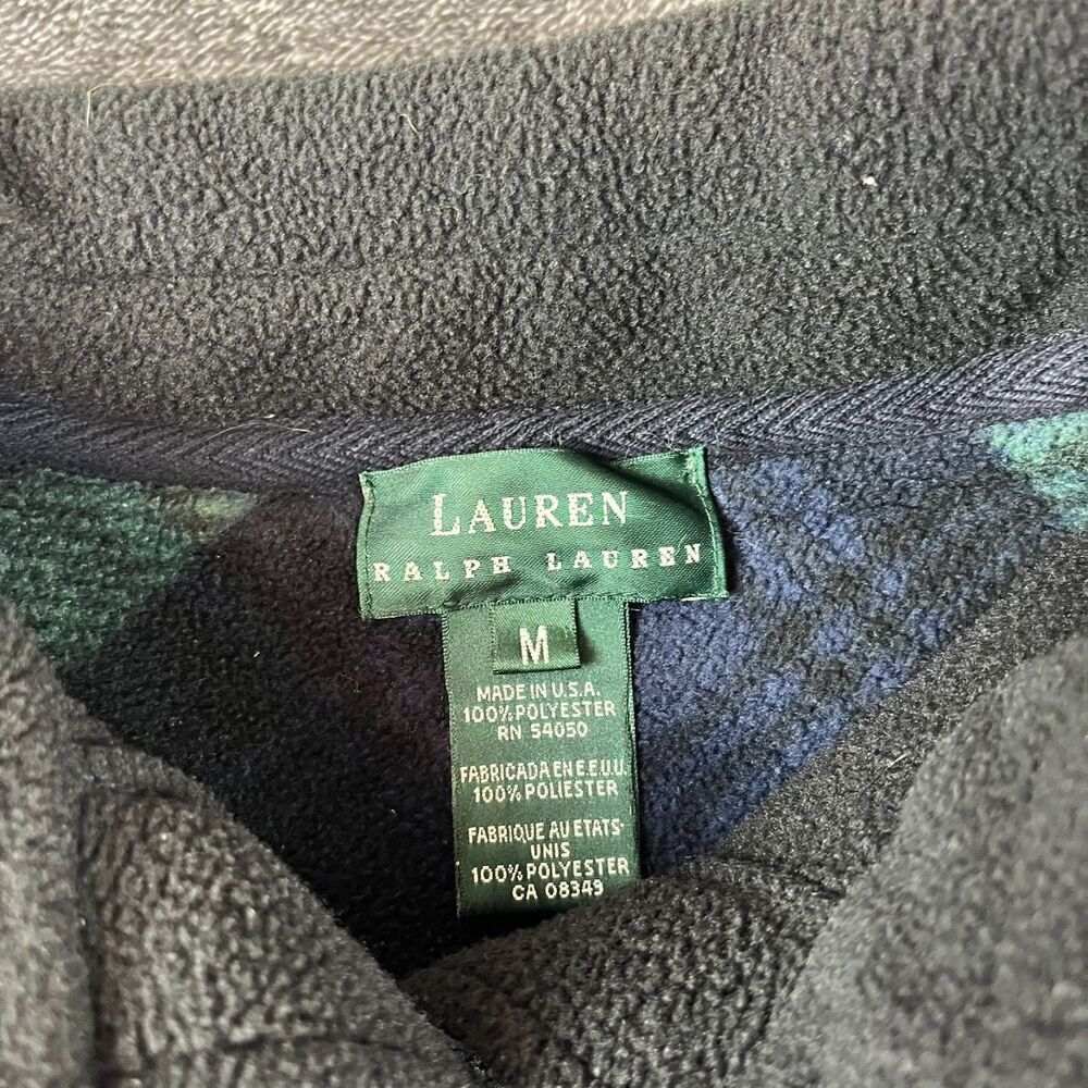 Lauren Ralph Lauren Fleece Button Up Pockets Black Plaid Shacket Women's M - Picture 3 of 11